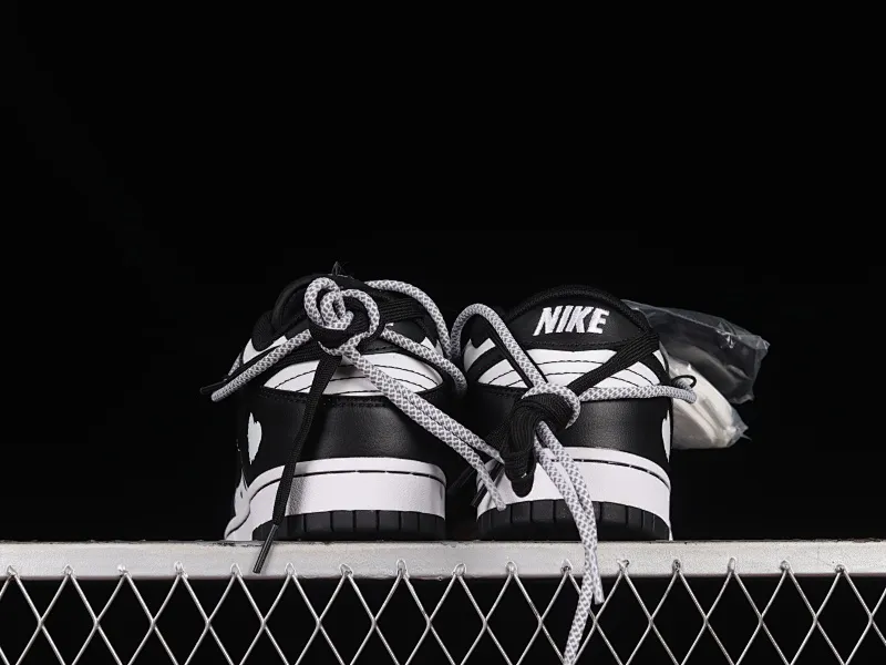 All Categories Nk SB Dunk Series Nk SB Dunk Low Low-top Sneakers Nk Dunk Low Black and White Red Panda Valentine's Day Customized Deconstructed Strap Casual Sneakers DD1503-106